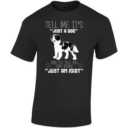 Tell Me Its Just A Dog Idiot Saint Bernard Retro Graphic Unisex Soft Cotton Black T Shirt