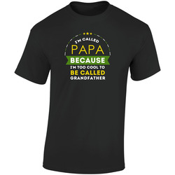 Family I'm Called Papa Because I'm Too Cool To Be Called Grandfather Retro Graphic Unisex Soft Cotton Black T Shirt