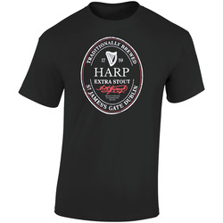 Harp Irish Beer Label St Patricks Day Guinness Parody Grunge Retro Graphic Unisex Soft Cotton Black T Shirt