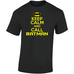 Keep Calm And Call Batman Retro Graphic Unisex Soft Cotton Black T Shirt