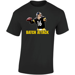 Pittsburgh Football Charlie Batch Attack Retro Graphic Unisex Soft Cotton Black T Shirt