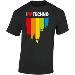 I Love Techno Funny Music Retro Graphic Unisex Soft Cotton Black T Shirt