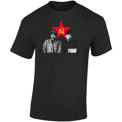 Lenin And Stalin Red Star Vintage Retro Graphic Unisex Soft Cotton Black T Shirt