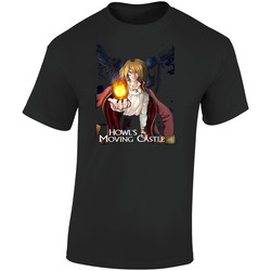 Howl's Moving Castle Animated Movie Retro Graphic Unisex Soft Cotton Black T Shirt
