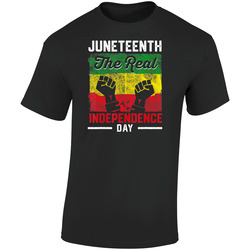 Black Freedom Juneteenth Real Independence Freedom Day Retro Graphic Unisex Soft Cotton Black T Shirt