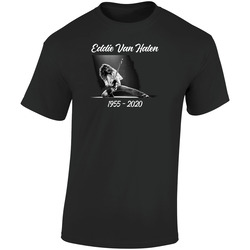 Men's Guitarist Eddie Van Halen Rock Memorabilia Retro Graphic Unisex Soft Cotton Black T Shirt