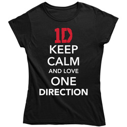 Keep Calm And Love 1d Black Women's Vintage Unisex Classic Black Ladies T Shirt