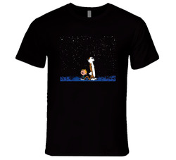 Calvin And Hobbes Star 3 Vintage Unisex Classic Black T Shirt