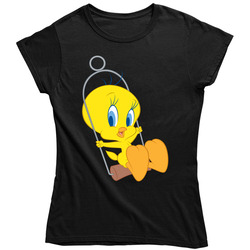 Tweety Bird Tee Vintage Unisex Classic Black Ladies T Shirt
