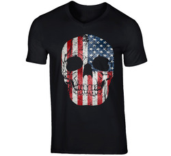 Vintage American Flag Skull Vintage Unisex Classic Black T Shirt