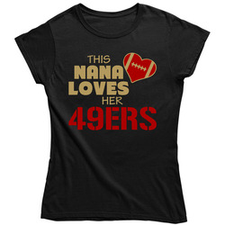 This Nana Loves Her 49ers Football Heart Vintage Unisex Classic Black Ladies T Shirt