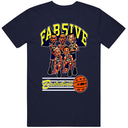 Fab Five Michigan Retro Caricature Navy Unisex Soft Cotton tee T Shirt