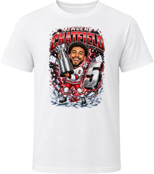 Carolina Hurricanes Jalen Chatfield White Jersey Stanley Cup Caricature T Shirt