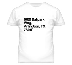 Texas Rangers Stadium Street Address T Shirt
