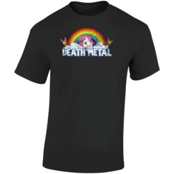 Death Metal Funny Rainbow Unicorn Hardcore Rock Fan Worn Look T Shirt