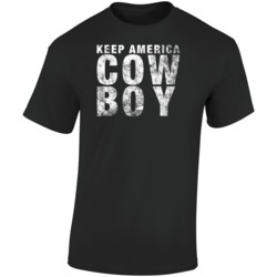 Keep America Cow Boy Funny Worn Look T Shirt