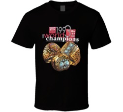 Chicago Basketball Champs 1993 Rings Caricatures Poster Vintage Worn L