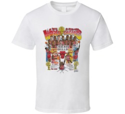 Chicago Basketball Champs 1993 Greatest Team Caricatures Vintage Worn 