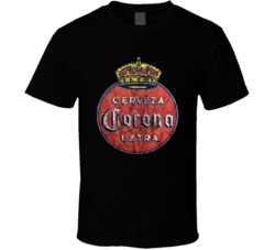 Corona Cerveza Extra Mexican Beer Retro Logo Worn Look T Shirt Corona Cerveza Extra Mexican Beer Retro Logo Worn Look T Shirt