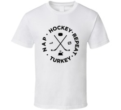 Turkey Nap Hockey Repeat Funny Thanksgiving T Shirt