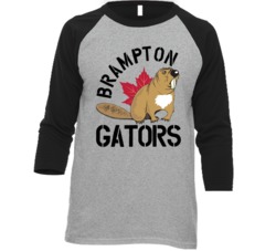 The Brampton Gators Funny Canadian News Baseball Raglan T Shirt