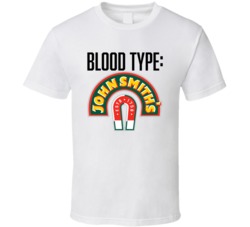 John Smith's Beer Logo Funny Blood Type Parody T Shirt John Smith's Beer Logo Funny Blood Type Parody T Shirt