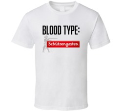 Schutzengarten Beer Logo Funny Blood Type Parody T Shirt Schutzengarten Beer Logo Funny Blood Type Parody T Shirt