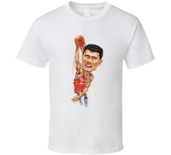 Yao Ming Charicature Basketball Fan T Shirt