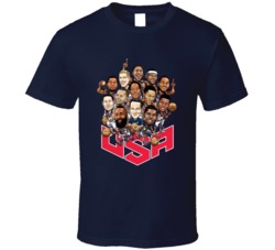 Team Usa Basketball Charicatures Fan T Shirt