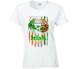 St Patricks Day Clover Leaf Irish Girl Dripping Lips White Ladies T Sh St Patricks Day Clover Leaf Irish Girl Dripping Lips White Ladies T Sh