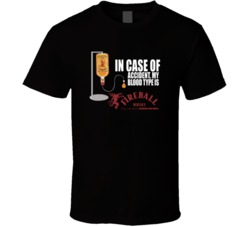 In Case Of Accident My Blood Type Is Fireball Whisky Funny Parody T Sh