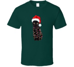Black Cat Christmas Light Christmas T Shirt For Cat Lovers T Shirt