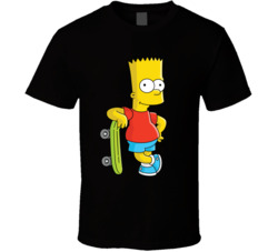 Cool Bart Simpson Skateboard Vintage Retro T Shirt