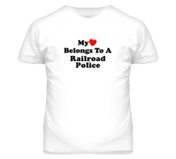 My Heart Belongs To A Railroad Police Funny T Shirt