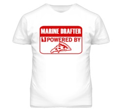 Marine Drafters Powered by Pizza Occupations T Shirt