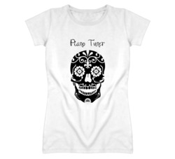 Piano Tuner Skull Design Cool Ladies T Shirt