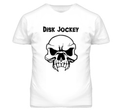 Disk Jockey Skull Design Mens T Shirt