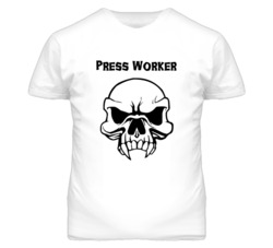 Press Worker Skull Design Mens T Shirt