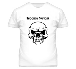 Records Officer Skull Design Mens T Shirt