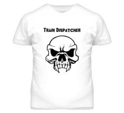Train Dispatcher Skull Design Mens T Shirt
