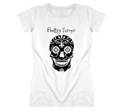 Poultry Farmer Skull Design Cool Ladies T Shirt