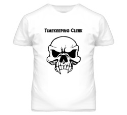 Timekeeping Clerk Skull Design Mens T Shirt