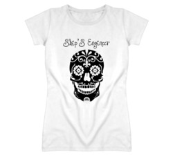 Ship'S Engineer Skull Design Cool Ladies T Shirt