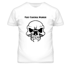 Pest Control Worker Skull Design Mens T Shirt