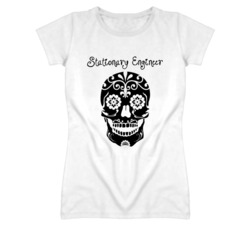 Stationary Engineer Skull Design Cool Ladies T Shirt