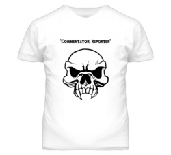 "Commentator Reporter Skull Design Mens T Shirt"