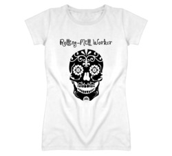 Rolling-Mill Worker Skull Design Cool Ladies T Shirt