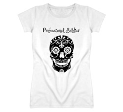 Professional Soldier Skull Design Cool Ladies T Shirt