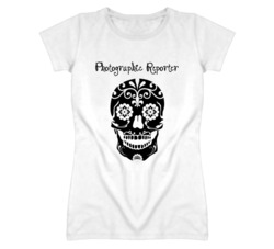 Photographic Reporter Skull Design Cool Ladies T Shirt