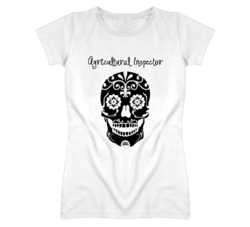Agricultural Inspector Skull Design Cool Ladies T Shirt